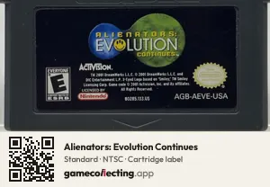 Alienators: Evolution Continues Game Boy Advance, NTSC cartridge label