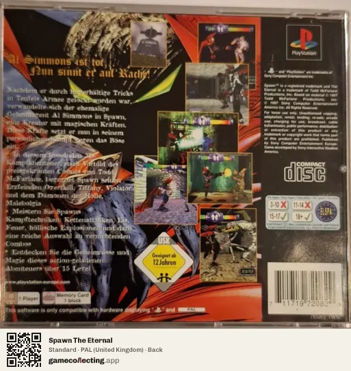 Spawn The Eternal PlayStation, United Kingdom box back