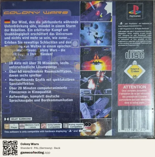 Colony Wars PlayStation, Germany box back