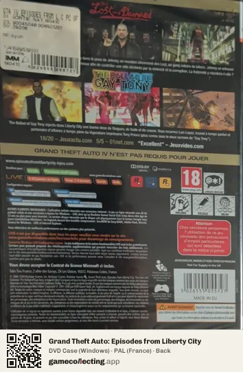 Grand Theft Auto: Episodes from Liberty City Computer, France box back