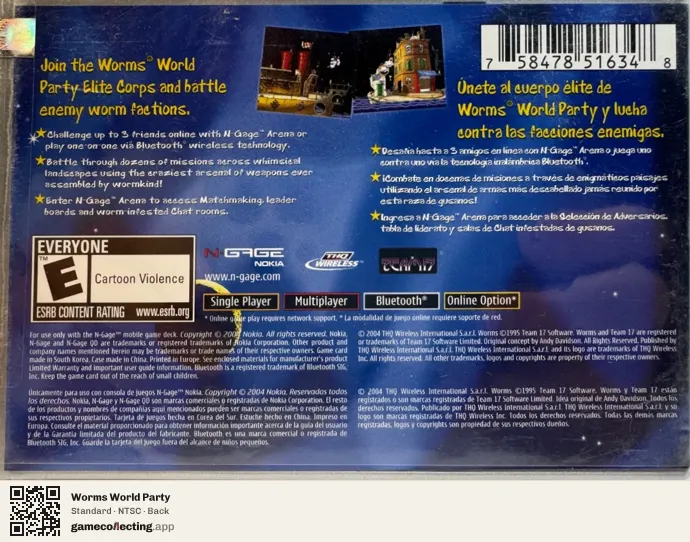 Worms World Party Nokia N-Gage, NTSC box back