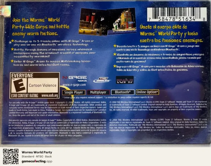Worms World Party Nokia N-Gage, NTSC box back
