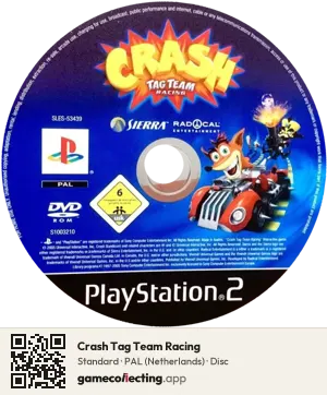 Crash Tag Team Racing PlayStation 2, PAL disc