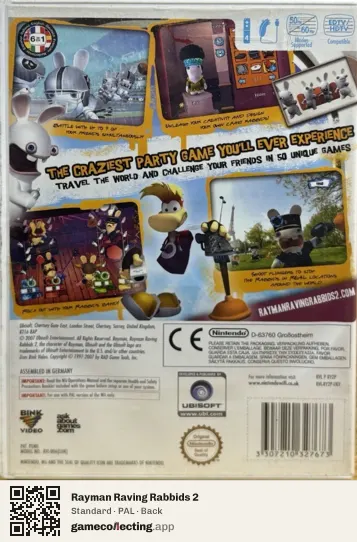 Rayman Raving Rabbids 2 Nintendo Wii, PAL box back