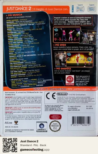 Just Dance 2 Nintendo Wii, PAL box back
