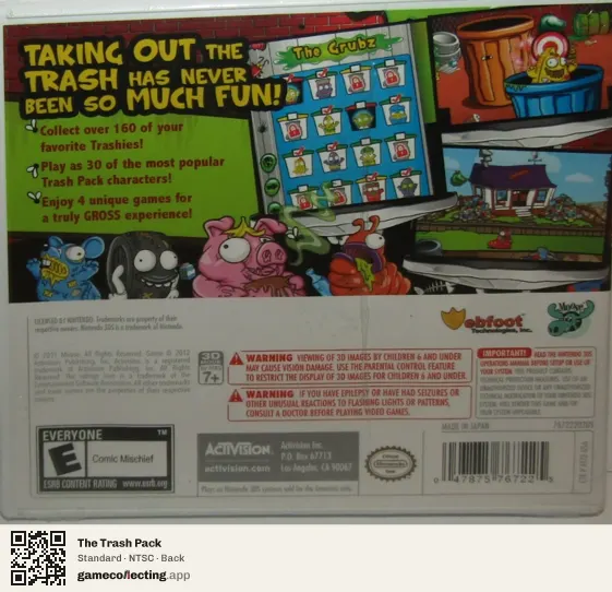 The Trash Pack Nintendo 3DS, NTSC box back