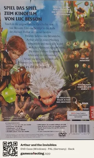 Arthur and the Invisibles Computer, Germany box back