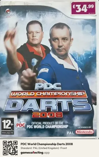 PDC World Championship Darts 2008 Nintendo Wii, United Kingdom box front