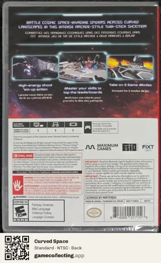 Curved Space Nintendo Switch, NTSC box back
