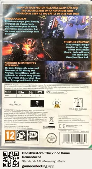 Ghostbusters: The Video Game Remastered Nintendo Switch, Germany box back