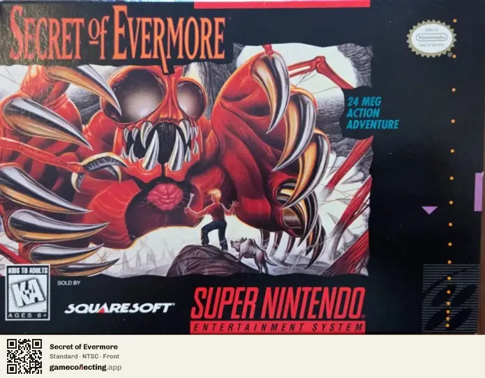 Secret of Evermore Super Nintendo Entertainment System, NTSC box front