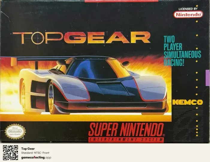 Top Gear Super Nintendo Entertainment System, NTSC box front