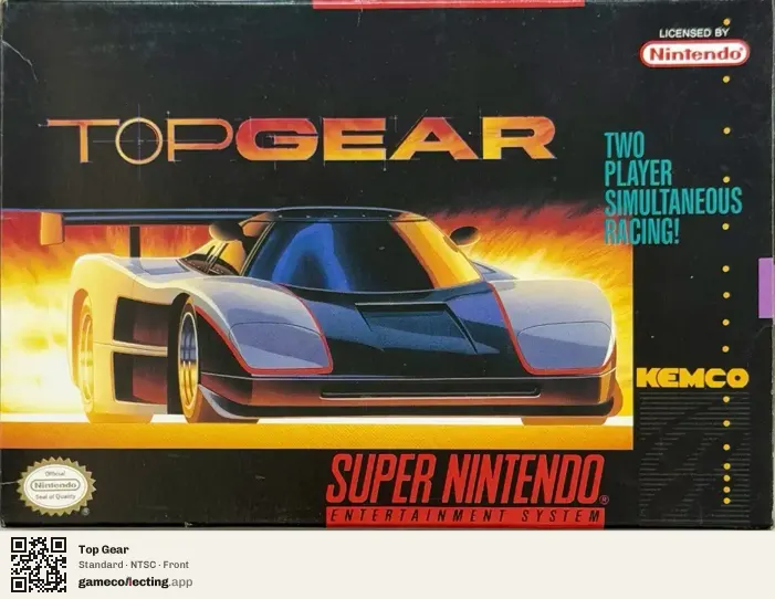 Top Gear Super Nintendo Entertainment System, NTSC box front