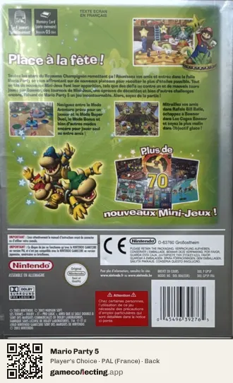 Mario Party 5 Nintendo GameCube, France box back