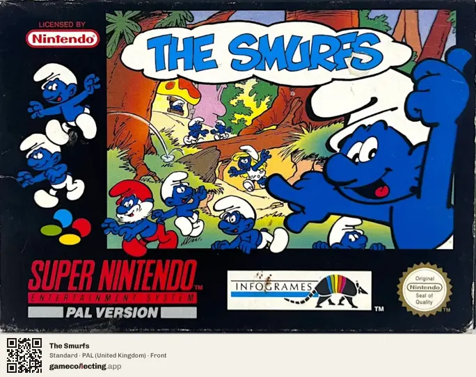 The Smurfs Super Nintendo Entertainment System, United Kingdom box front