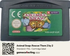Animal Snap: Rescue Them 2 by 2 Game Boy Advance, PAL cartridge label