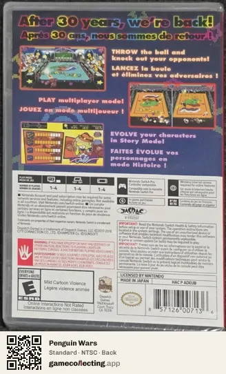 Penguin Wars Nintendo Switch, NTSC box back