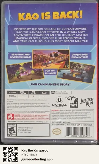Kao the Kangaroo Nintendo Switch, NTSC box back