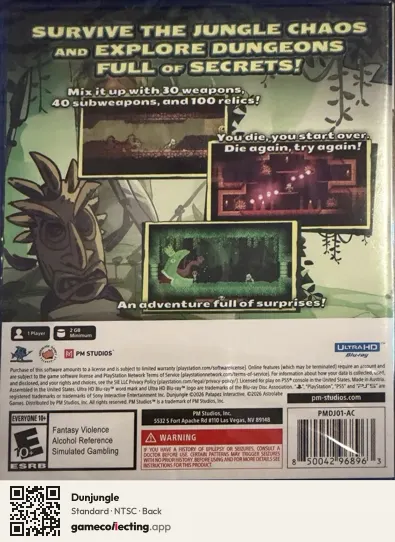 Dunjungle PlayStation 5, NTSC box back