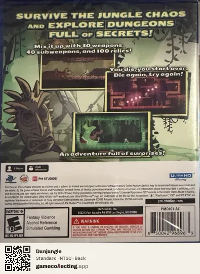 Dunjungle PlayStation 5, NTSC box back