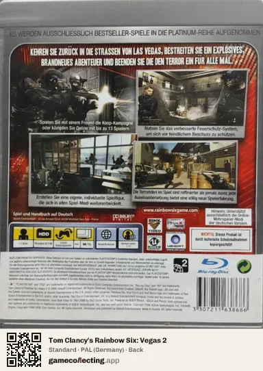 Tom Clancy's Rainbow Six: Vegas 2 PlayStation 3, Germany box back