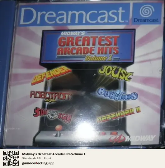Midway's Greatest Arcade Hits Volume 1 Sega Dreamcast, PAL box front