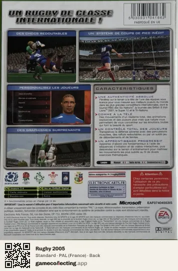 Rugby 2005 Xbox, France box back