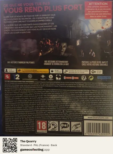 The Quarry PlayStation 5, France box back