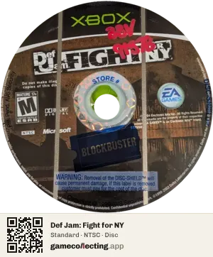 Def Jam: Fight for NY Xbox, NTSC disc