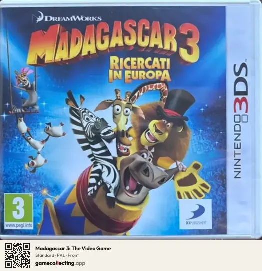 Madagascar 3: The Video Game Nintendo 3DS, PAL box front
