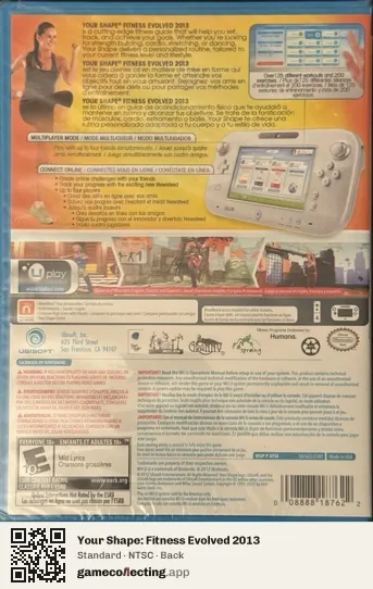 Your Shape: Fitness Evolved 2013 Nintendo Wii U, NTSC box back