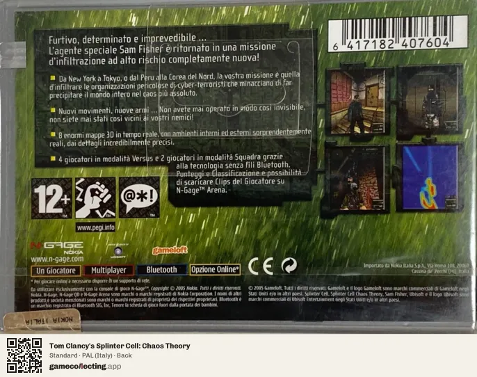 Tom Clancy's Splinter Cell: Chaos Theory Nokia N-Gage, Italy box back