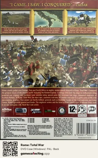 Rome: Total War Computer, PAL box back