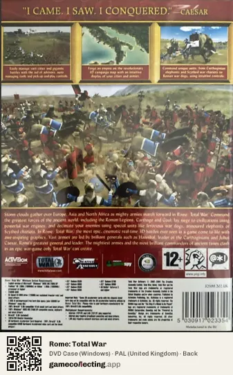 Rome: Total War Computer, United Kingdom box back