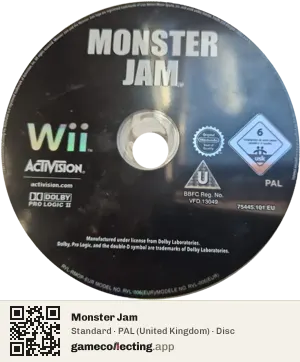 Monster Jam Nintendo Wii, PAL disc