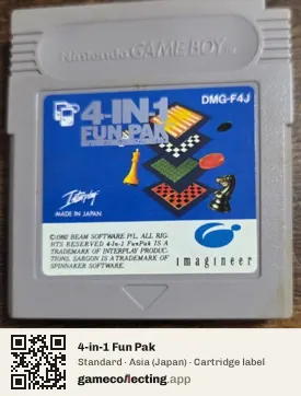 4-in-1 Fun Pak Game Boy, Asia cartridge label