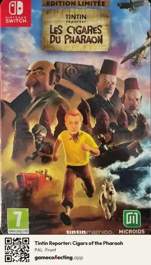Tintin Reporter: Cigars of the Pharaoh Nintendo Switch, PAL box front