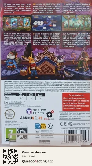 Kemono Heroes Nintendo Switch, PAL box back