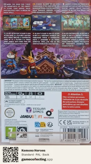 Kemono Heroes Nintendo Switch, PAL box back