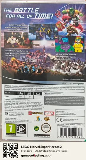 LEGO Marvel Super Heroes 2 Nintendo Switch, United Kingdom box back