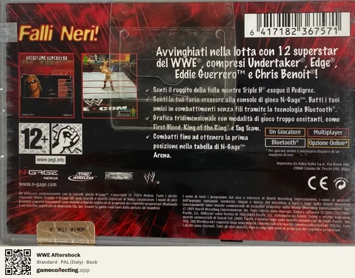 WWE Aftershock Nokia N-Gage, Italy box back