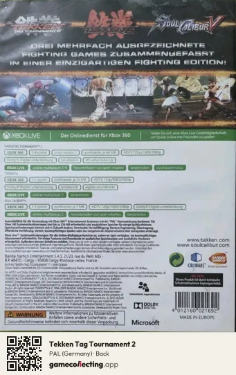Tekken Tag Tournament 2 Xbox 360, Germany box back