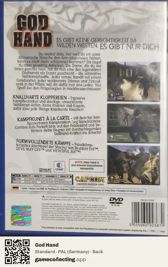 God Hand PlayStation 2, Germany box back