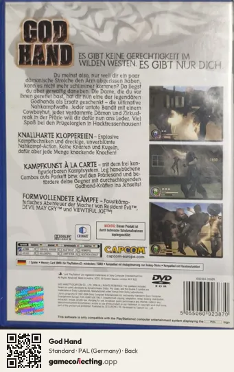 God Hand PlayStation 2, Germany box back