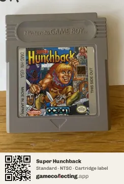 Super Hunchback Game Boy, NTSC cartridge label