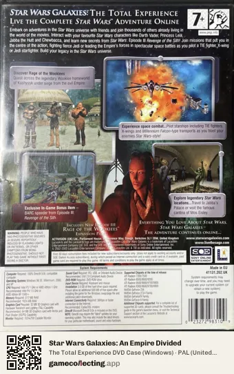 Star Wars Galaxies: An Empire Divided Computer, United Kingdom box back