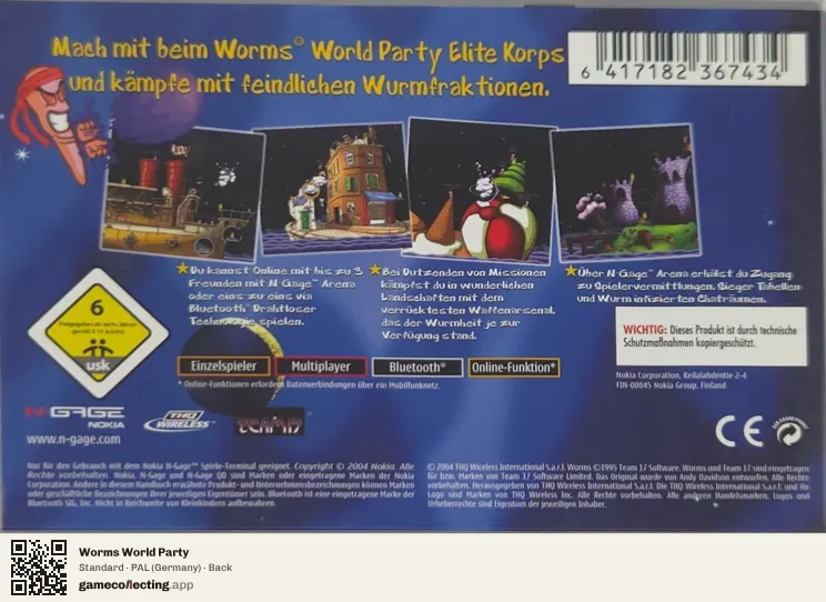 Worms World Party Nokia N-Gage, Germany box back