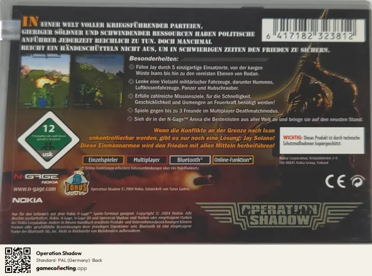 Operation Shadow Nokia N-Gage, Germany box back