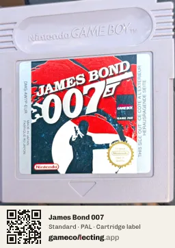 James Bond 007 Game Boy, PAL cartridge label