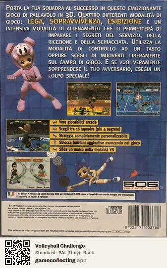 Volleyball Challenge PlayStation 2, Italy box back